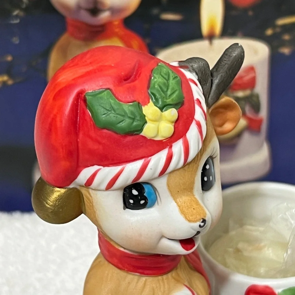 Vintage Fine Porcelain Christmas Deer Candle Holder Walgreens Holiday Decorative
